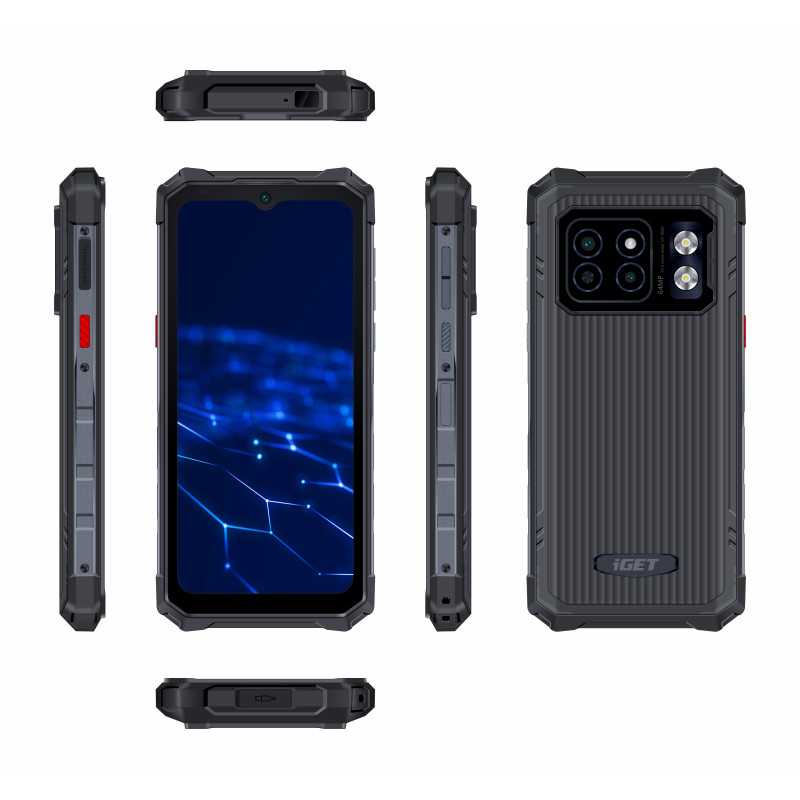 iGET T2 8 + 256 Black - odolný mobilný telefón