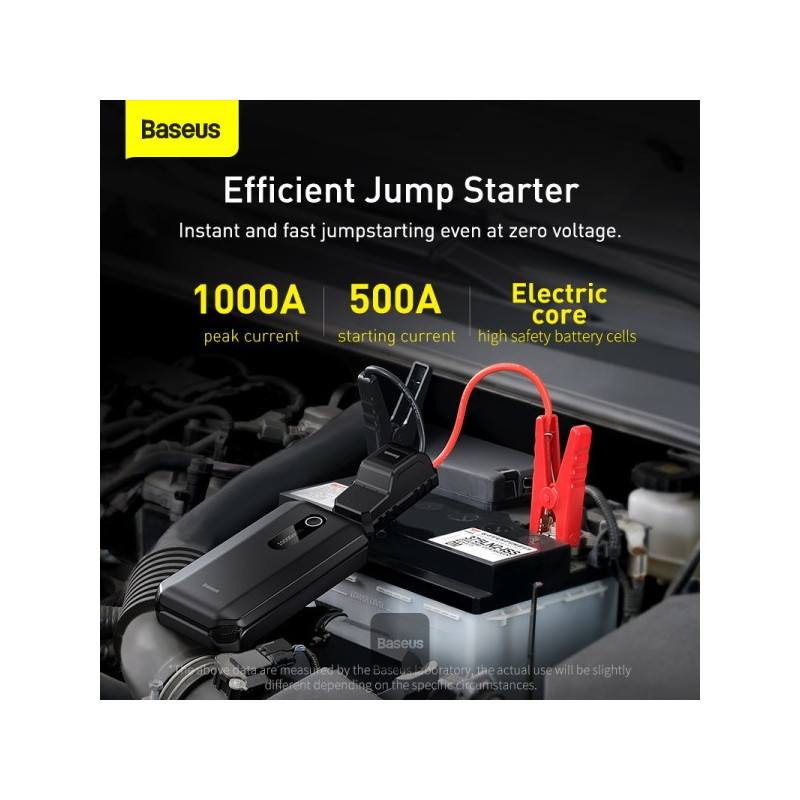 NONAME - Baseus Power Bank Super Energy Air 10000 mAh so štartovacími káblami čierna