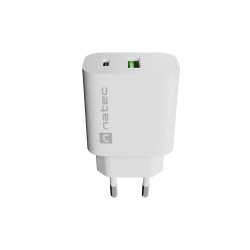 Univerzálna nabíjačka Natec RIBERA 20 W 1X USB-A + 1X USB-C, biela