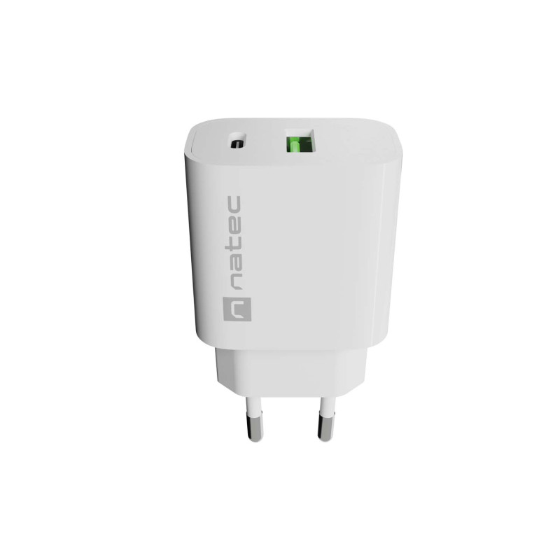 Univerzálna nabíjačka Natec RIBERA 20 W 1X USB-A + 1X USB-C, biela