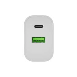 Univerzálna nabíjačka Natec RIBERA 20 W 1X USB-A + 1X USB-C, biela