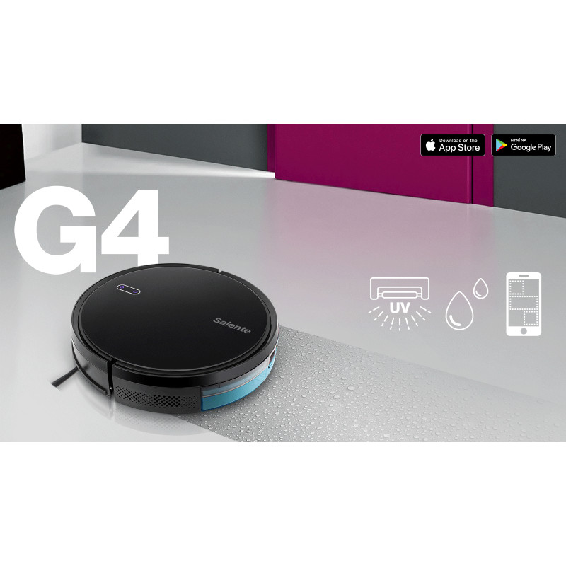 Salente G4, robotický vysávač, stieranie vodou, UVC sterilizácia, čierny