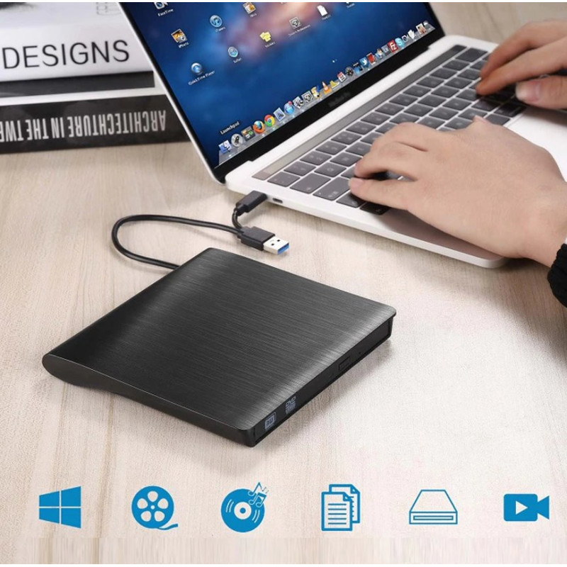 Externá DVD napaľovačka C-tech DVD-USB-AC, USB 2.0, USB A/Type C