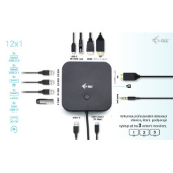 i-tec USB-C HDMI + Dual DP Docking Station, Power Delivery 100W + zdroj 112W