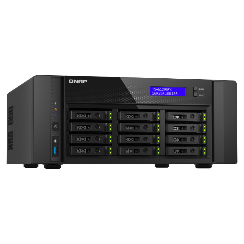 QNAP TS-h1290FX-7232P-64G (AMD EPYC, 64GB ECC RAM, 12x 2,5'' U.2, 2x M.2 NVMe, 2x 2,5GbE, 2x 25GbE)