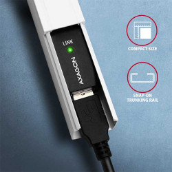 AXAGON ADR-215, USB 2.0 A-M - A-F aktívny predlžovací / repeater kábel, 15m