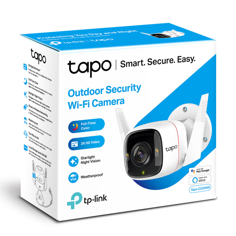 TP-LINK - Tapo C320WS Outdoor IP66 Security 2K Wi-Fi Camera, microSD, dvojcestné audio, detekcia pohybu