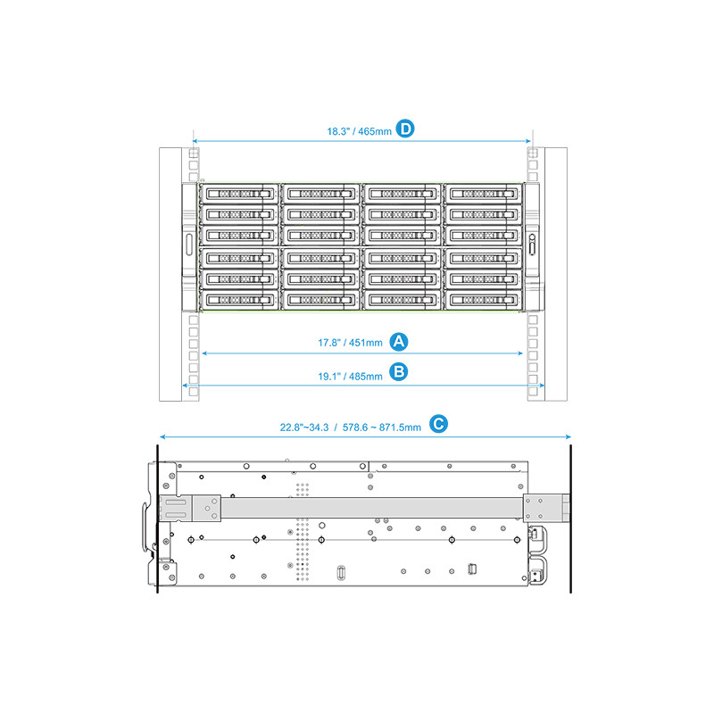 QNAP A02 rail kit, max. load 35 kg (RAIL-A02-90)