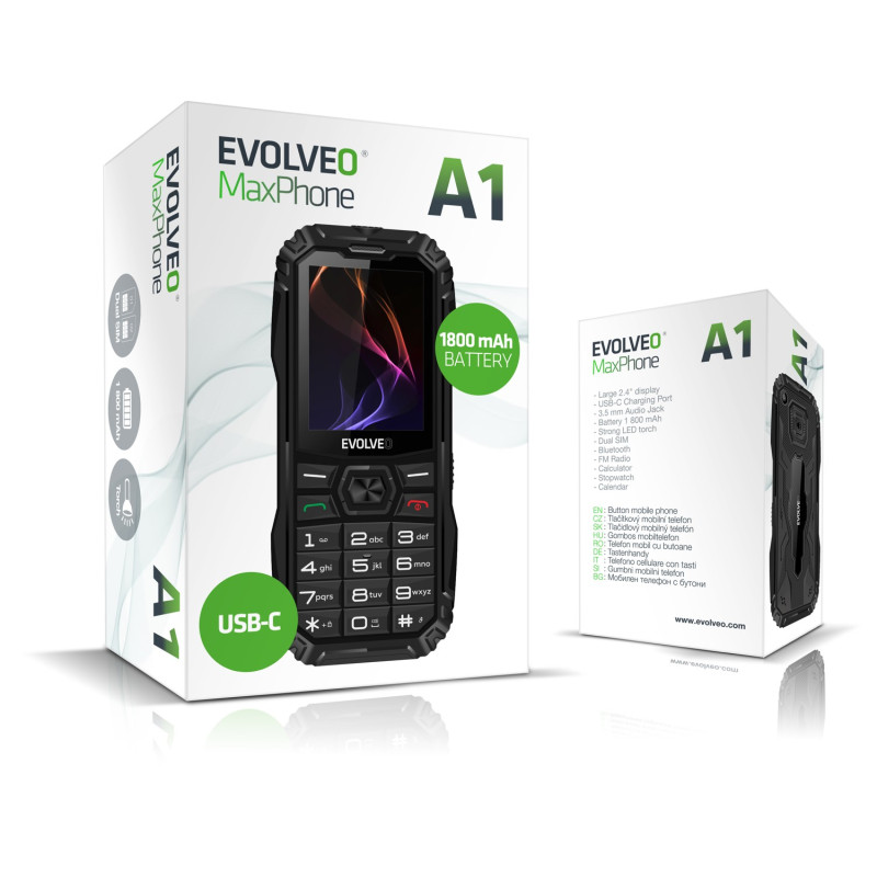 EVOLVEO MaxPhone A1, tlačidlový Dual SIM telefón, čierny