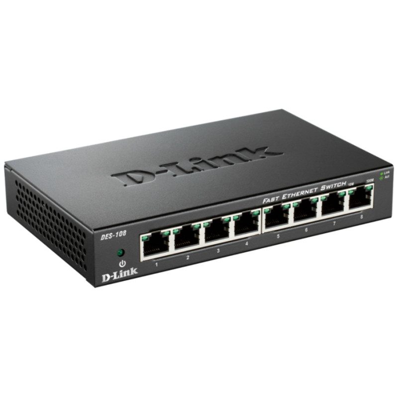 D-Link DES-108 kovový 8-port 10/100 Desktop Switch