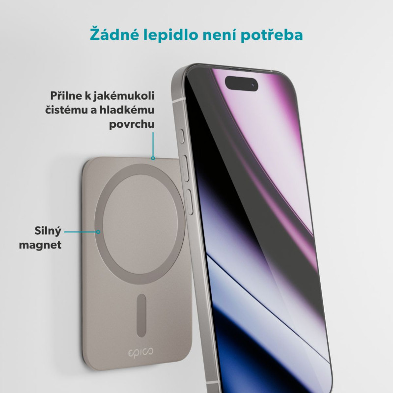 Epico Mag+ prísavný držiak na telefón - titánová