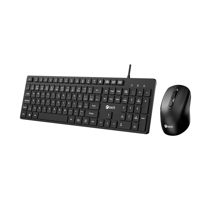 Klávesnica C-TECH KBM-108, drôtový combo set s myšou, multimediálna, USB, CZ/SK