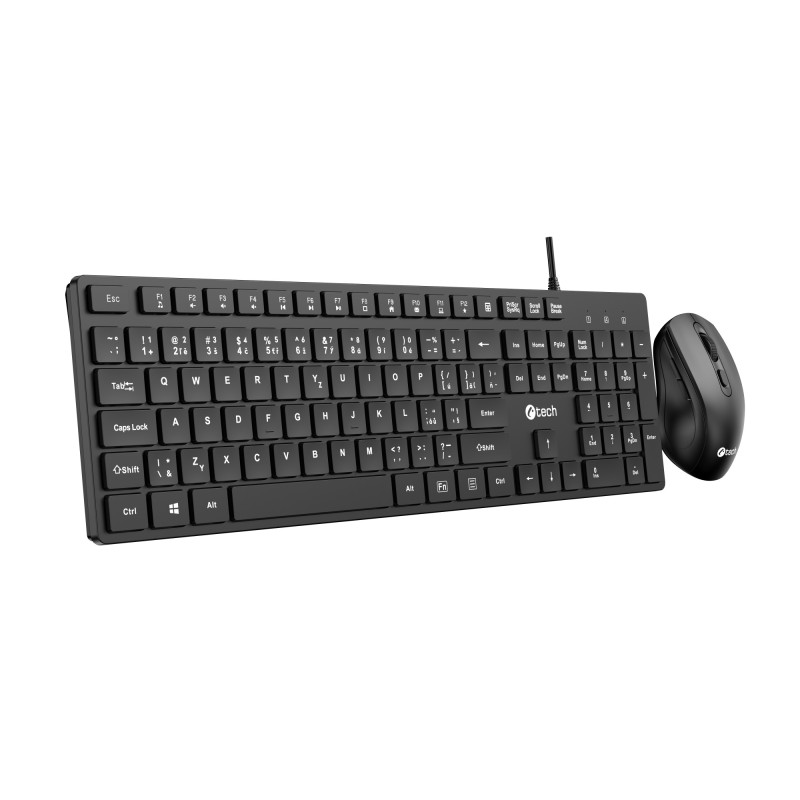 Klávesnica C-TECH KBM-108, drôtový combo set s myšou, multimediálna, USB, CZ/SK