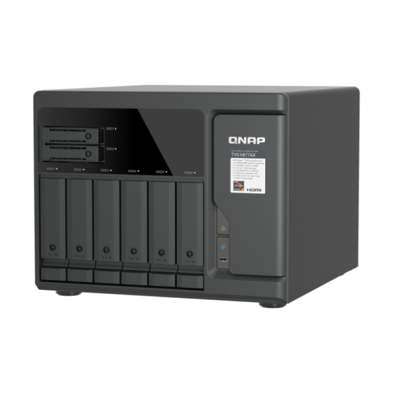 QNAP TVS-h877AX-R5-16G (AMD Ryzen 5, 16GB DDR5 RAM, 6x 3,5'' + 4x 2,5'', 3x PCIe, 2x 2,5GbE, 2x 10GbE)