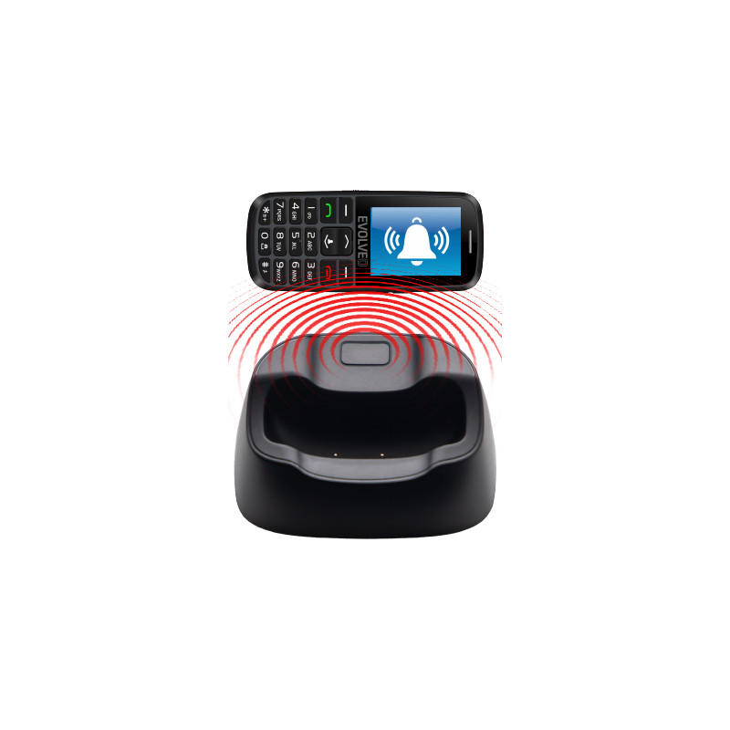EVOLVEO EasyPhone EG, telefón pre seniorov, nabíjací stojan a adaptér, čierny
