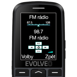 EVOLVEO EasyPhone EG, telefón pre seniorov, nabíjací stojan a adaptér, čierny