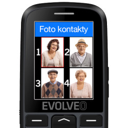EVOLVEO EasyPhone EG, telefón pre seniorov, nabíjací stojan a adaptér, čierny
