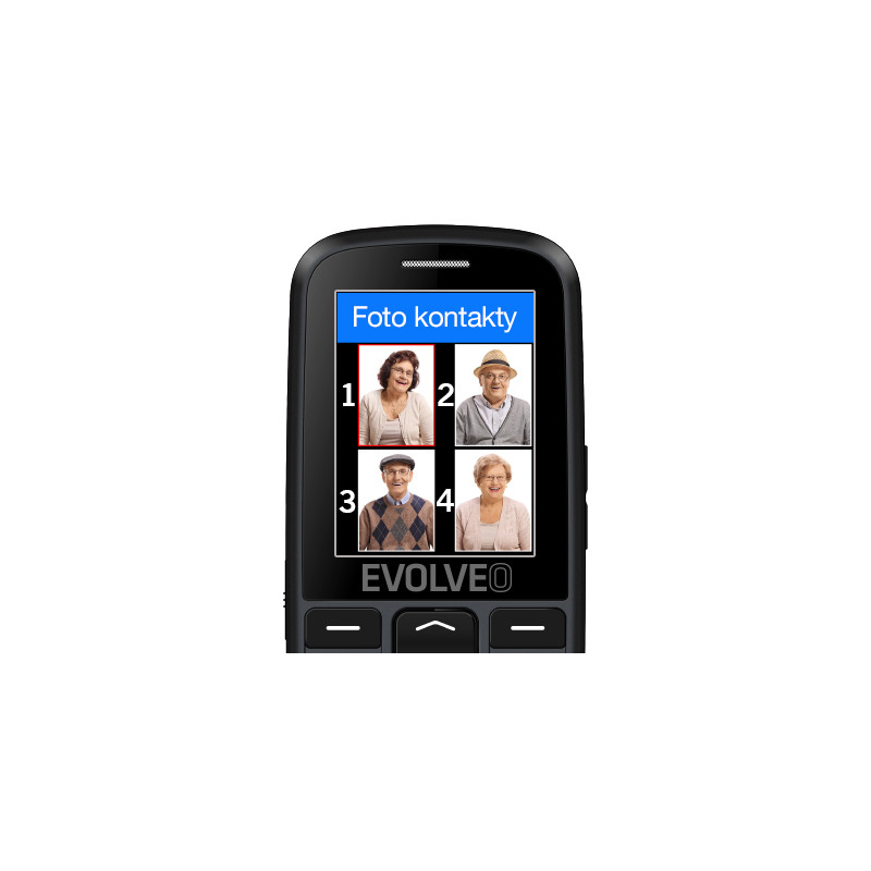 EVOLVEO EasyPhone EG, telefón pre seniorov, nabíjací stojan a adaptér, čierny
