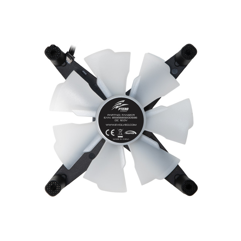 EVOLVEO Ptero 12CR, PWM, 4pin, LED červený, 12V ventilátor 120mm
