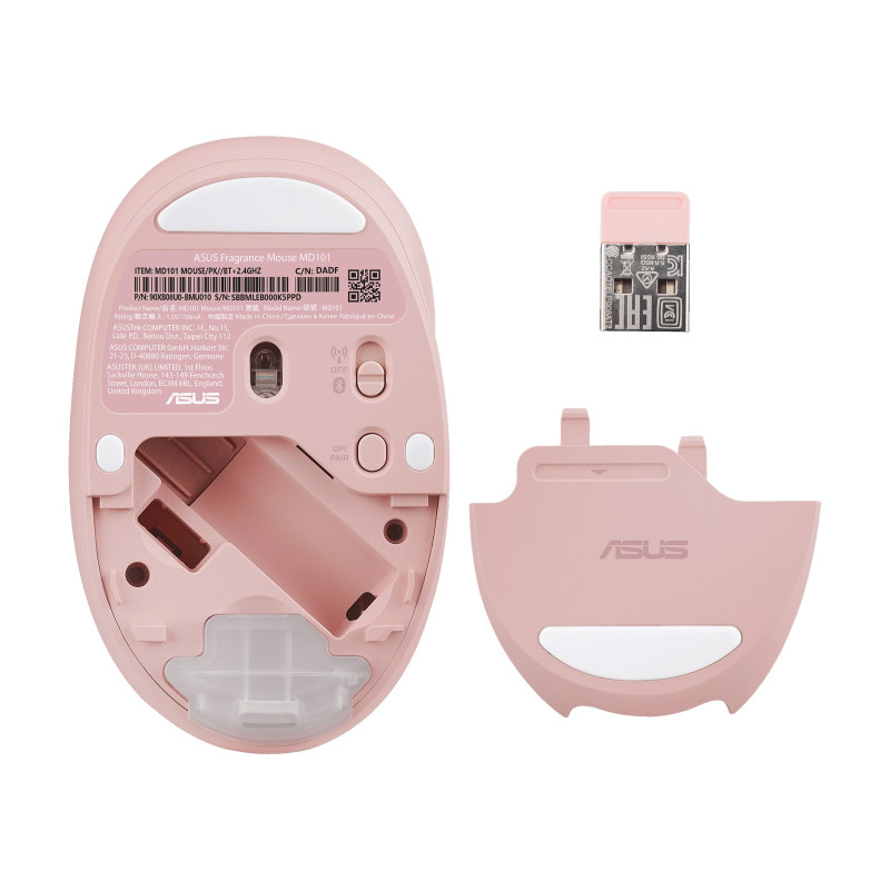 ASUS Fragrance Mouse MD101/Ergonomická/Optická/2 400 DPI/USB+BT/Ružová