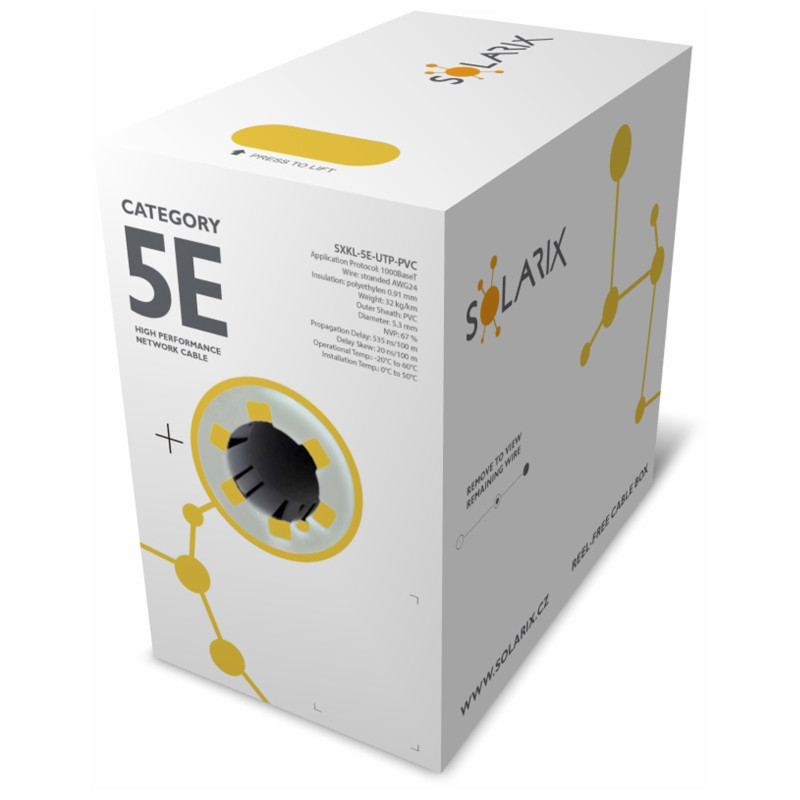 Kabel licna Solarix CAT5E UTP PVC sivý 305m/box SXKL-5E-UTP-PVC
