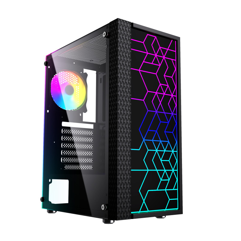 Gembird Computer Fornax 2500 ARGB/Midi Tower/Transpar./Čierna
