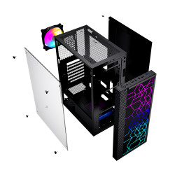 Gembird Computer Fornax 2500 ARGB/Midi Tower/Transpar./Čierna