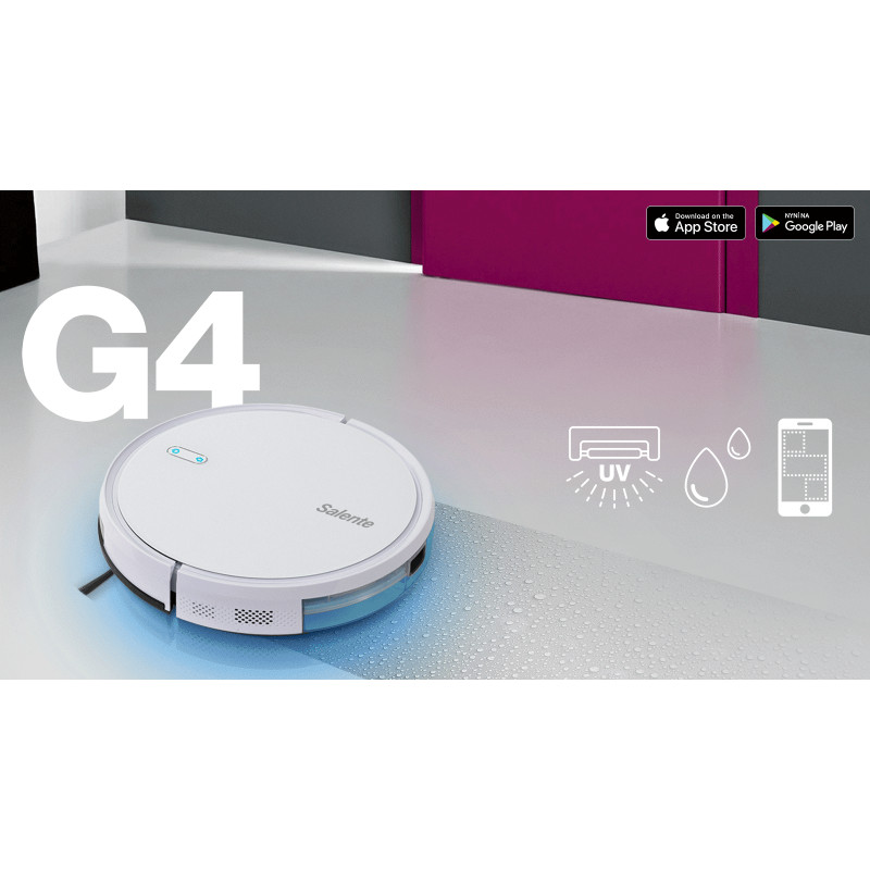 Salente G4, robotický vysávač, stieranie vodou, UVC sterilizácia, biely