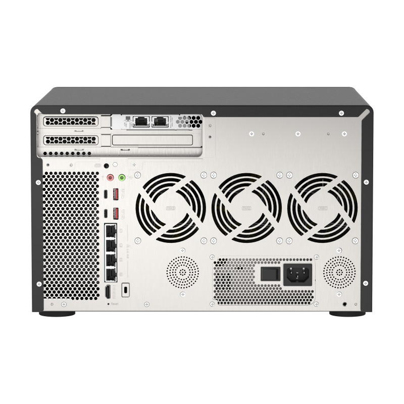 QNAP TVS-h1288X-W1250-16G (Xeon 3,3 GHz, ZFS, 16GB ECC RAM, 8x 3,5'' + 4x 2,5'', 2x M.2 NVMe, 4x 2,5GbE)