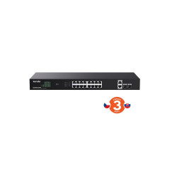 Tenda TEG1120P-16-250W PoE+ Gigabit switch 16x 1Gb/s PoE+ 802.3af/at + 2x SFP + 2x RJ45, 230W, Rack