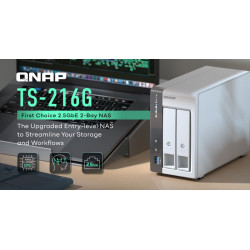 QNAP TS-216G (4core 2,0 GHz + NPU, 4 GB RAM, 2x SATA, 1x GbE, 1x 2,5 GbE, 2x USB 2.0, 1x USB 3.2)