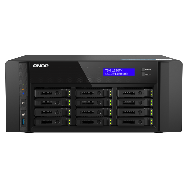 QNAP TS-h1290FX-7232P-64G (AMD EPYC, 64GB ECC RAM, 12x 2,5'' U.2, 2x M.2 NVMe, 2x 2,5GbE, 2x 25GbE)