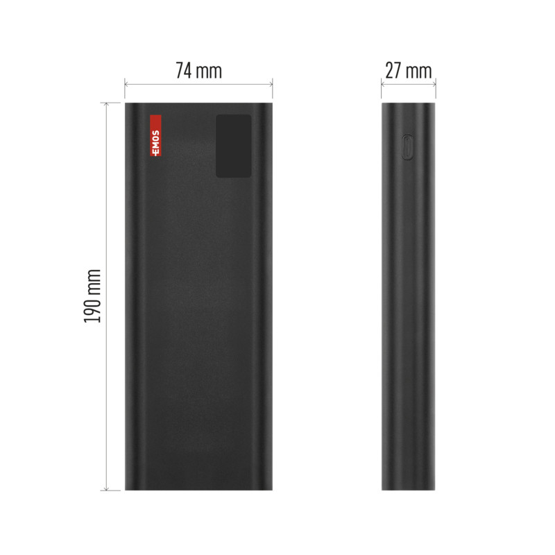 EMOS PWB NTBF30 27000 MAH 100 W PD 1×USB-C 1×USB-A