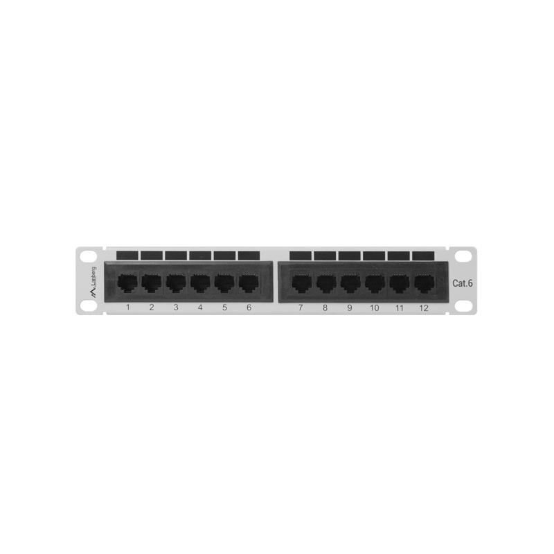 LANBERG PATCH PANEL 12PORT 1U 10'' CAT.6 UTP ŠEDÝ