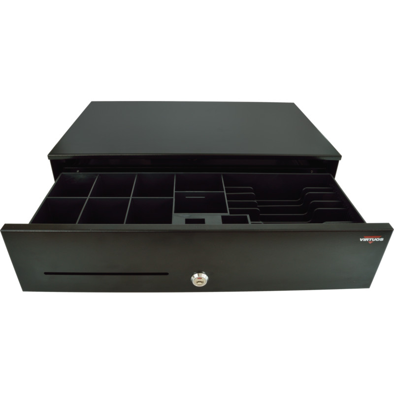 VIRTUOS - Pokladničná zásuvka SK-500C - s káblom, zakladač 6/8, 9-24V, čierna