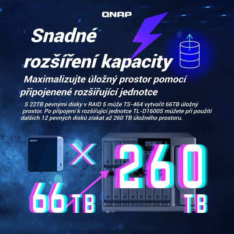 QNAP TS-464-8G (4core 2,9 GHz, 8GB RAM, 4xSATA, 2x M.2 NVM slot, 1xPCIe, 1xHDMI 4K, 2x2,5GbE, 4xUSB)