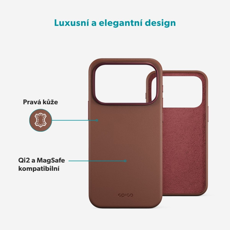 Epico Leather Mag+ Case iPhone 17 Pro/18 Pro hnedá