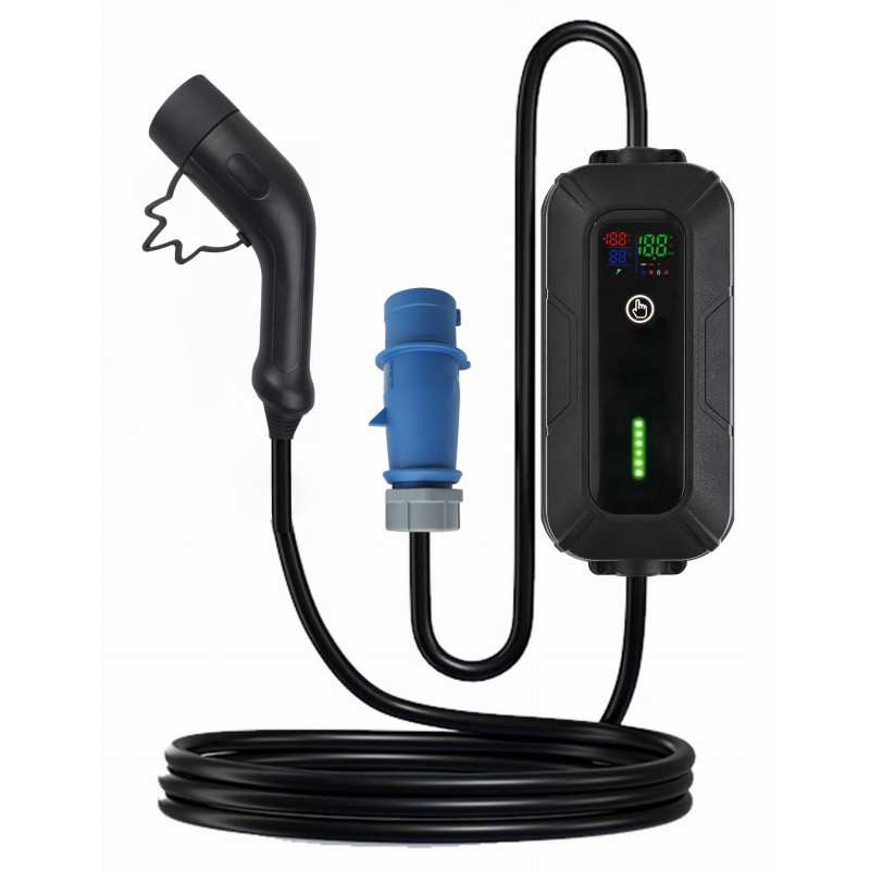 FELLOWES - Platinet prenosná EV nabíjačka PPC32AT7 7,4 kW (32A), CEE 3-pin/Type 2, dĺžka 5m, Home Line, s adap