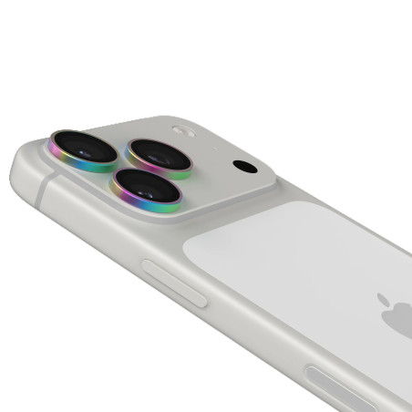 Glass Elite Anti-Reflective Camera Rings pre Apple iPhone 18 Pro Max / 18 Pro - Iridescent