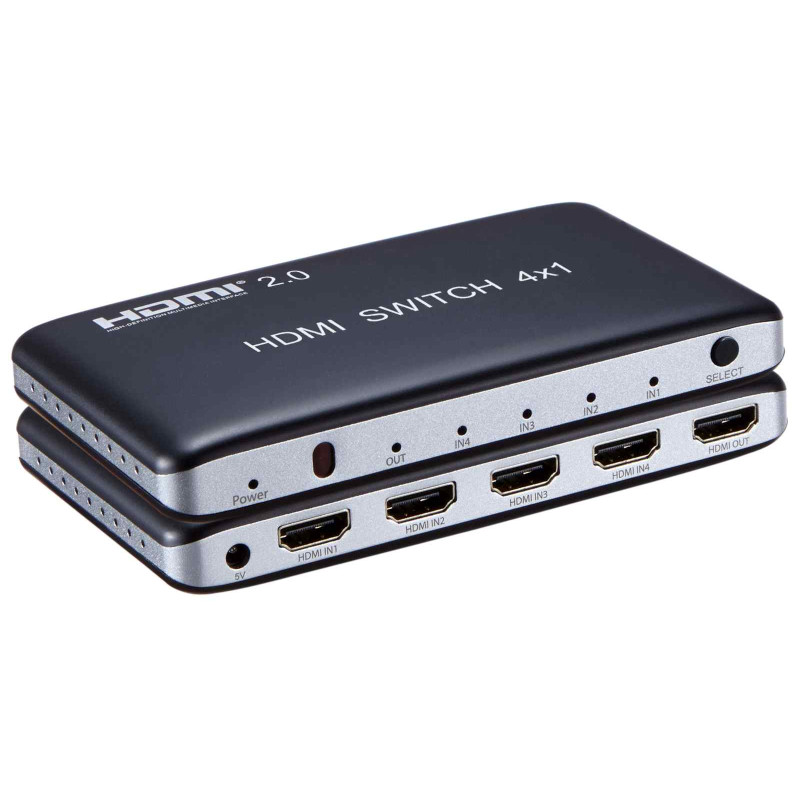 PremiumCord HDMI switch 4:1, plastový, diaľkové ovl.