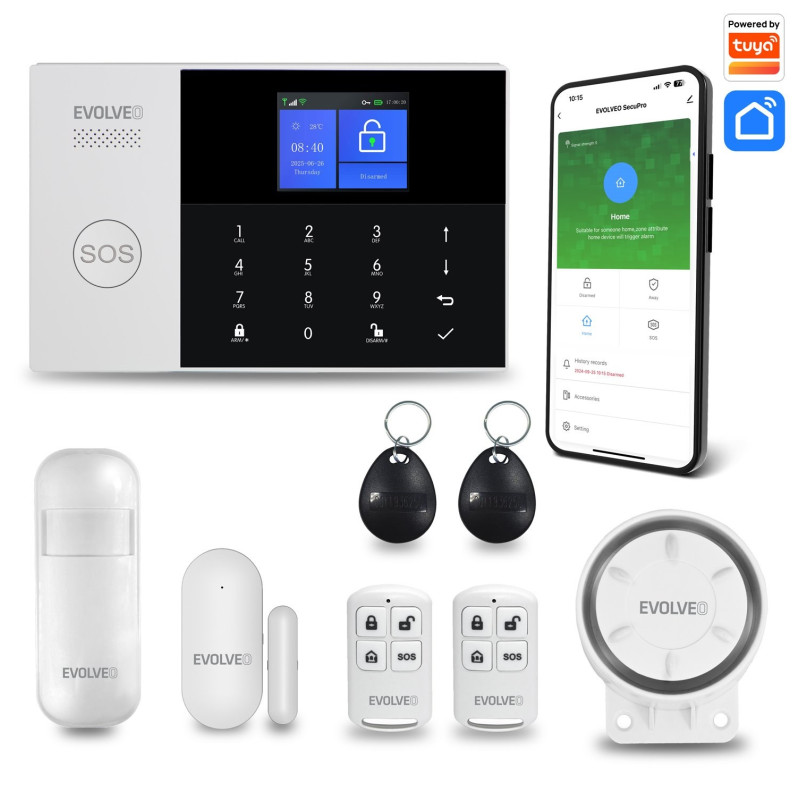 EVOLVEO SecuPro2, šikovný bezdrôtový GSM&Wi-Fi zabezpečovací systém
