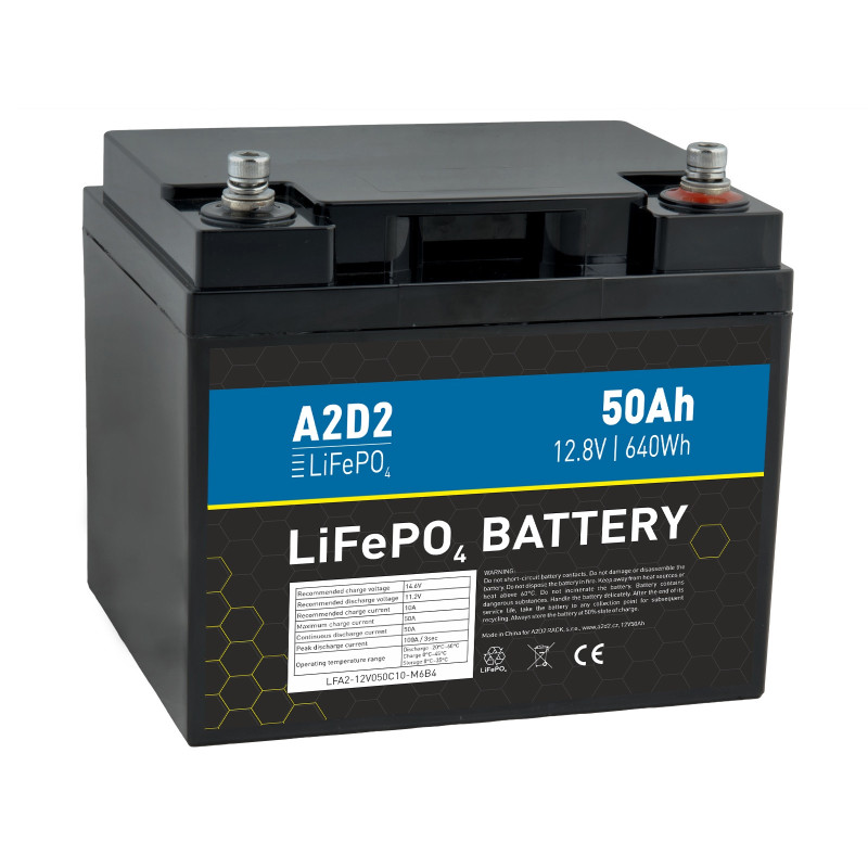 A2D2 batéria LiFePO4 12,8V 50Ah M6 (Qinkual cells)