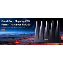 Tenda BE12 Pre BE7200 WiFi 7 Mesh Router, 2x 2.5G WAN/LAN, 3x 1G WAN/LAN, 7141 Mb/s, NFC, VPN