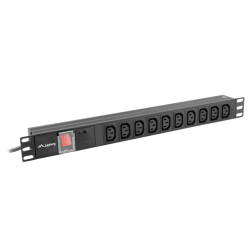 NAPÁJACÍ PANEL (PDU) 19'' LANBERG 1U 10A 2m 10X IEC C13 ZÁSUVKA ČIERNA C14