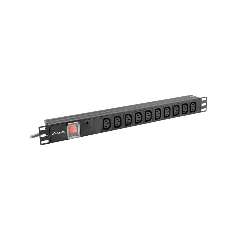 NAPÁJACÍ PANEL (PDU) 19'' LANBERG 1U 10A 2m 10X IEC C13 ZÁSUVKA ČIERNA C14