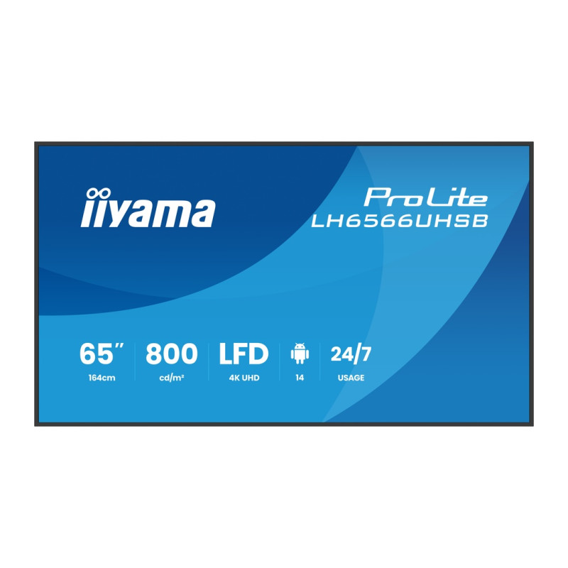 65'' iiyama LH6566UHSB-B1AG: VA, 4K UHD, IPX5, DP-out