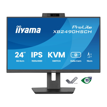24'' iiyama XB2490HSCH-B1: IPS, FHD, USB-C, Cam, HAS