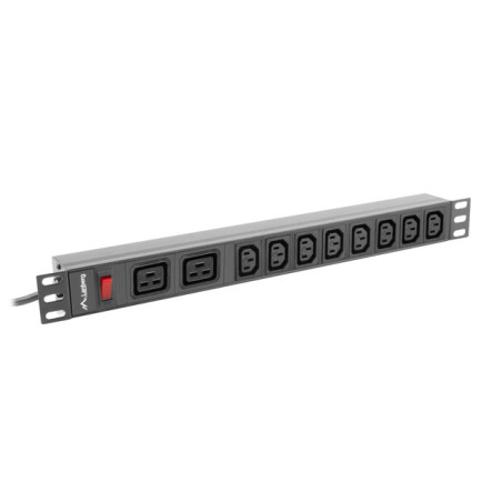 19'' LANBERG 1U 16A 2M 2X C19 8X IEC C13 ZÁSUVKY ČE