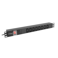 19'' LANBERG 1U 16A 2M 8X ZÁSUVKY IEC C13 ČIERNA C20