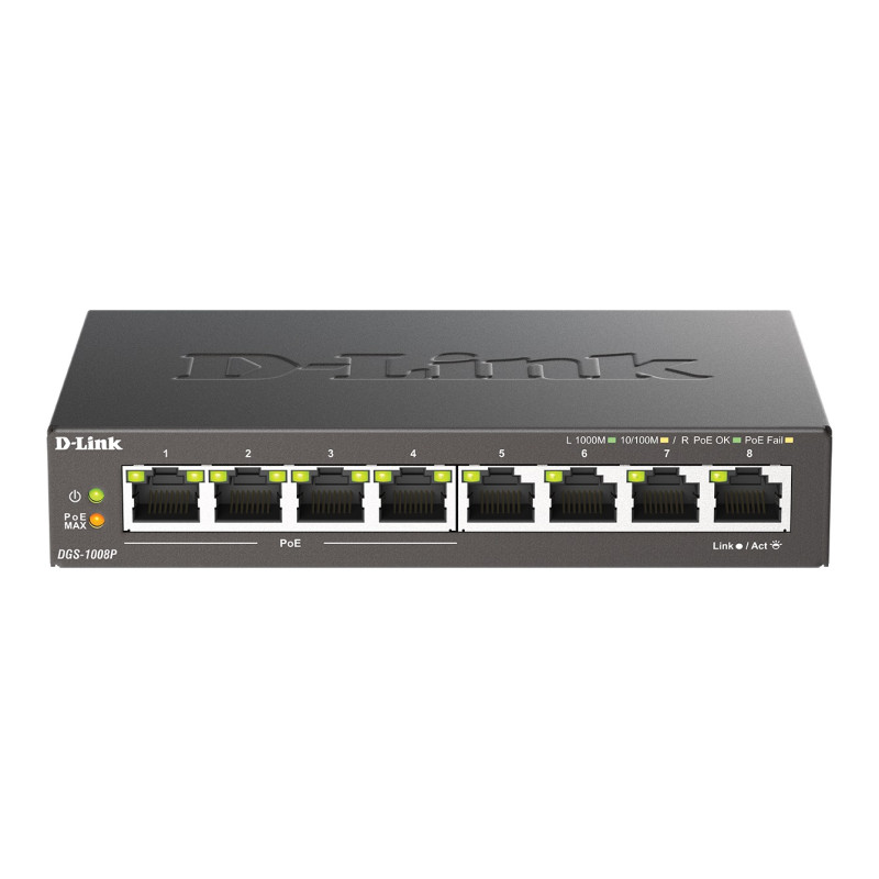 D-Link DGS-1008P 8x 1000 Desktop Switch, 4PoE port